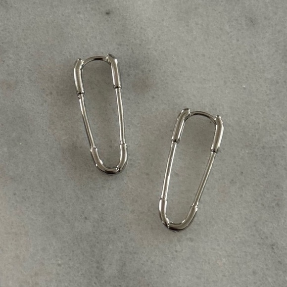 Modest Lu Jewelry - Silver Safety Pin Hoop Earrings Brand New